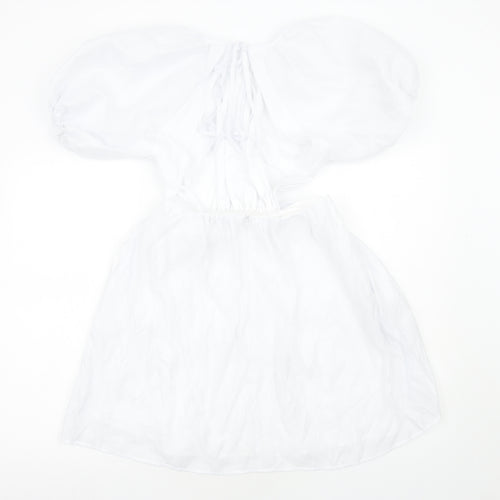 Nasty Gal Womens White Viscose Skater Dress Size 4 Round Neck Zip