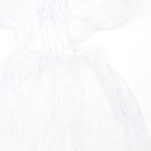 Nasty Gal Womens White Viscose Skater Dress Size 4 Round Neck Zip