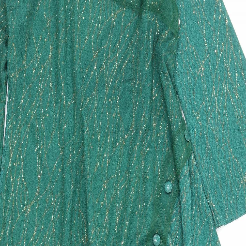 Preworn Womens Green Geometric Polyester Maxi Size 2XL Boat Neck Zip