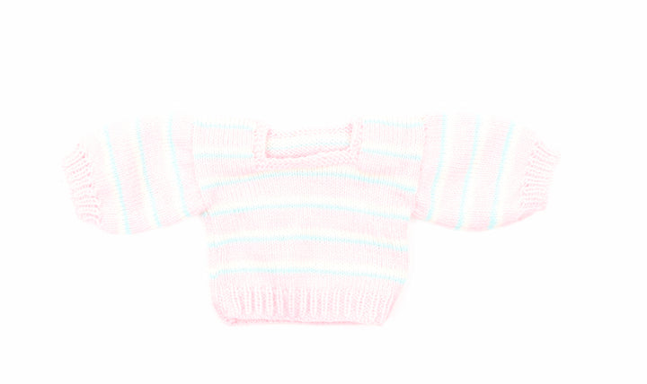 Preworn Girls Pink Striped Cotton Pullover Jumper Size 0-3 Months Pullover