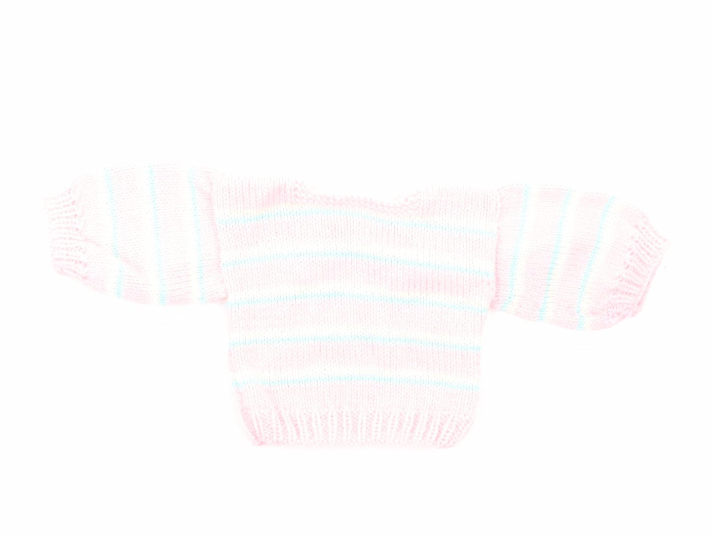 Preworn Girls Pink Striped Cotton Pullover Jumper Size 0-3 Months Pullover