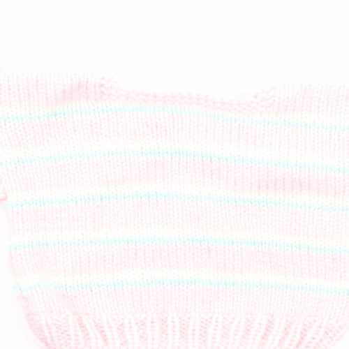 Preworn Girls Pink Striped Cotton Pullover Jumper Size 0-3 Months Pullover