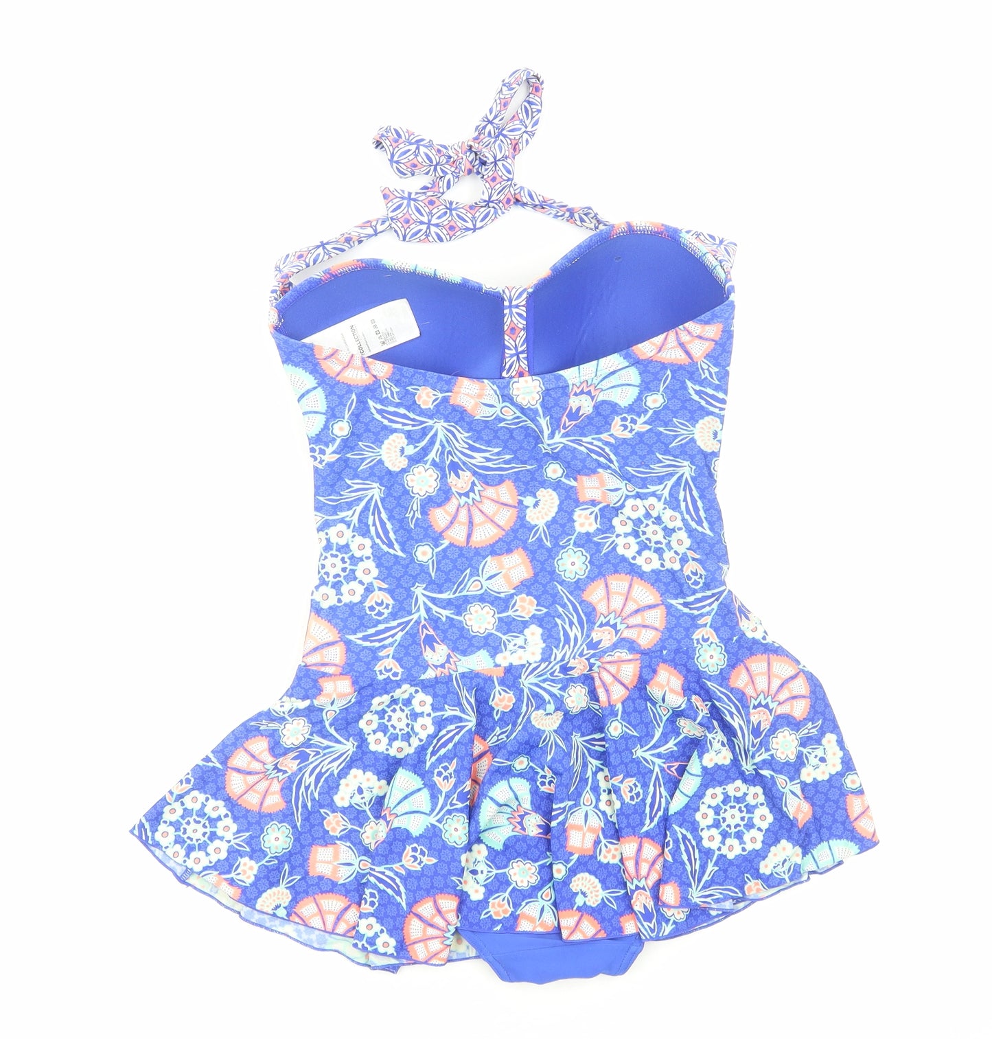 Debenhams Womens Blue Geometric Polyamide One Piece Size 10 - Drop hem