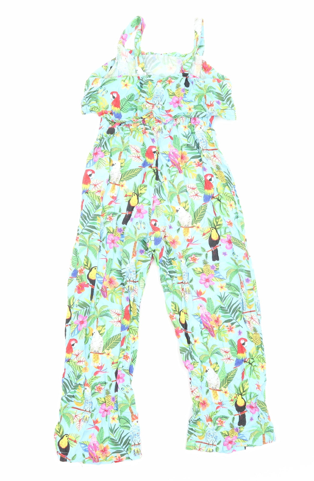 H&M Girls Blue Geometric Viscose Jumpsuit One-Piece Size 8-9 Years Pullover