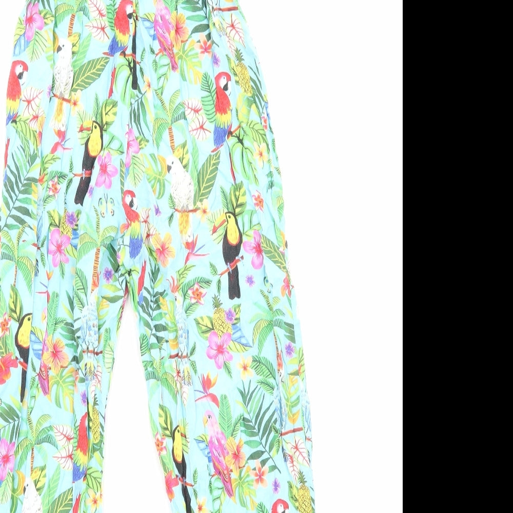 H&M Girls Blue Geometric Viscose Jumpsuit One-Piece Size 8-9 Years Pullover