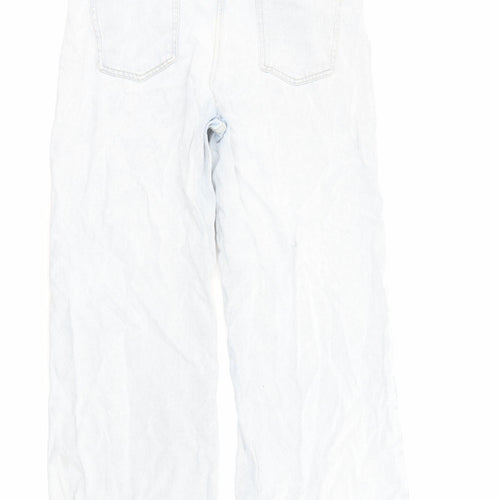 TU Womens Blue Cotton Wide-Leg Jeans Size 14 Regular Zip