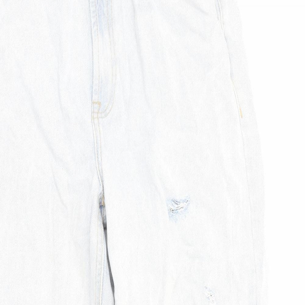 TU Womens Blue Cotton Wide-Leg Jeans Size 14 Regular Zip