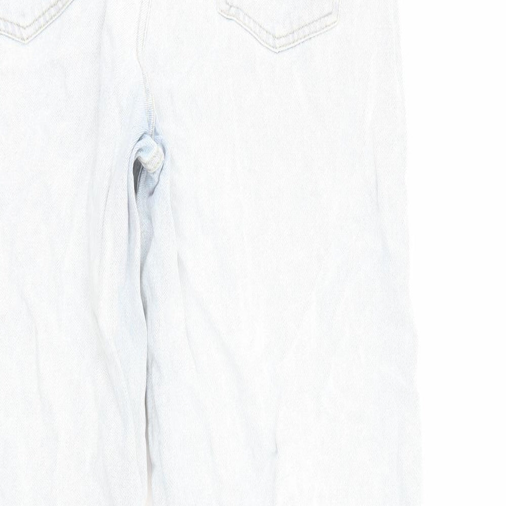 TU Womens Blue Cotton Wide-Leg Jeans Size 14 Regular Zip