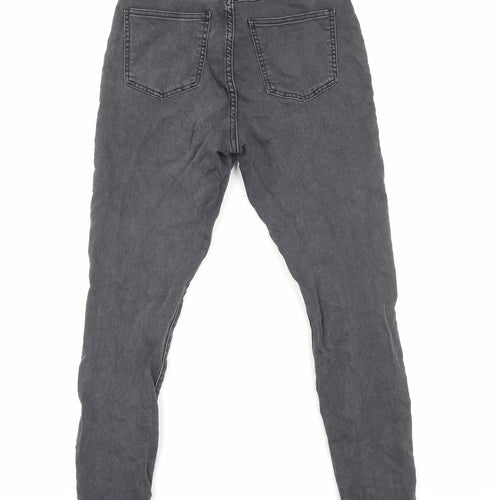 New Look Womens Grey Cotton Skinny Jeans Size 14 Regular Zip