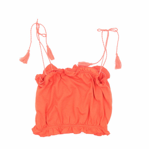 Topshop Womens Orange Viscose Camisole Tank Size 10 Square Neck - Tie Shoulder Detail