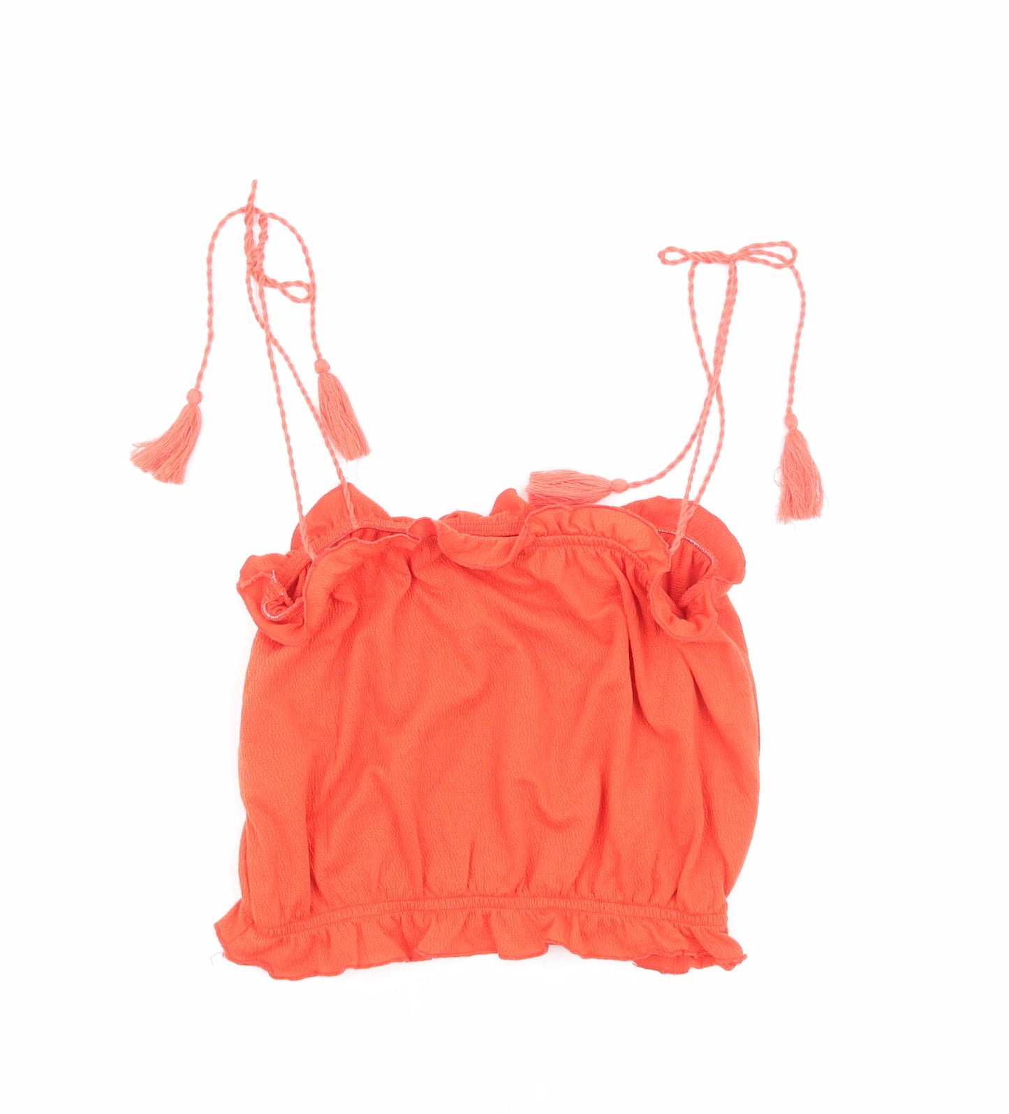 Topshop Womens Orange Viscose Camisole Tank Size 10 Square Neck - Tie Shoulder Detail