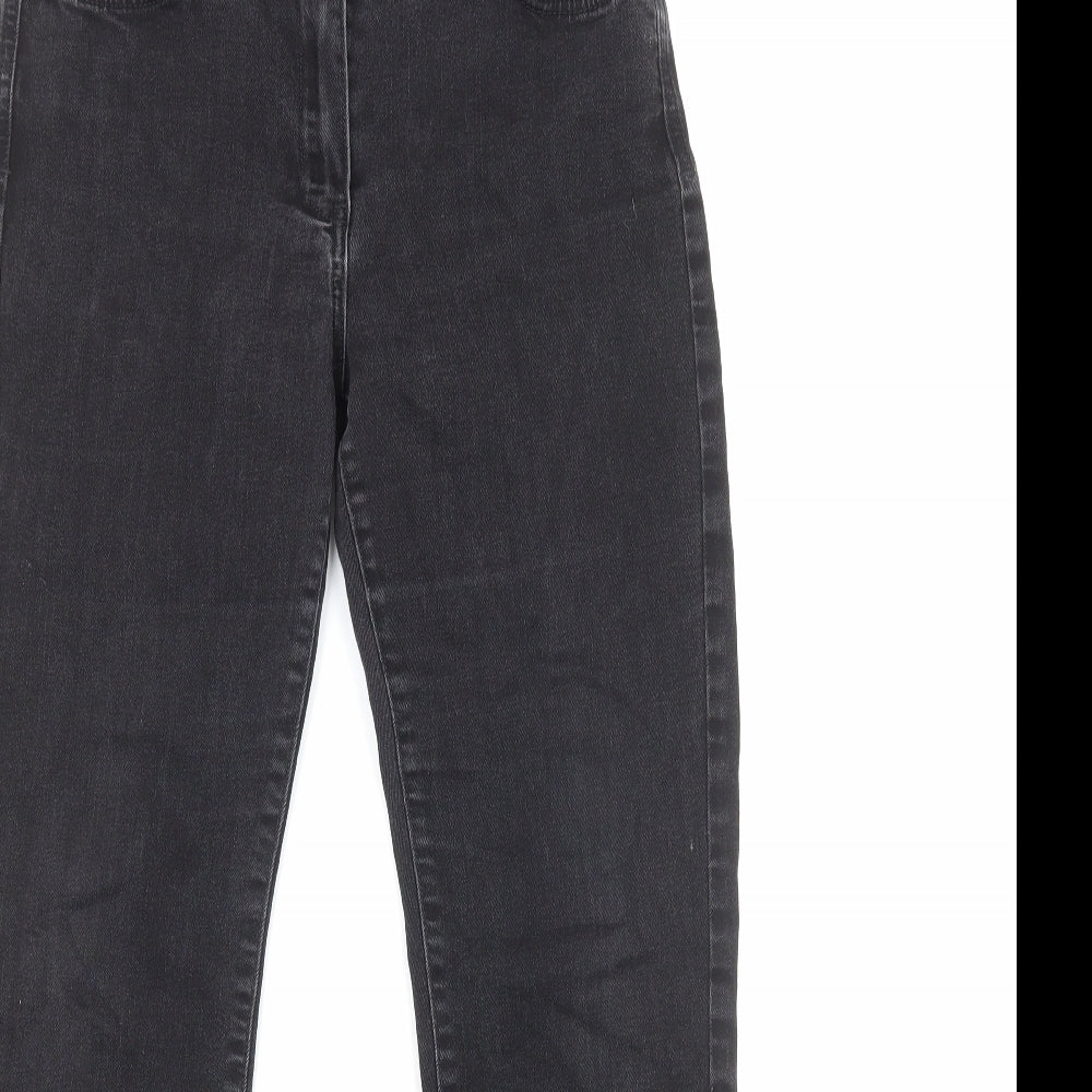 Marks and Spencer Womens Black Cotton Straight Jeans Size 10 Regular Zip