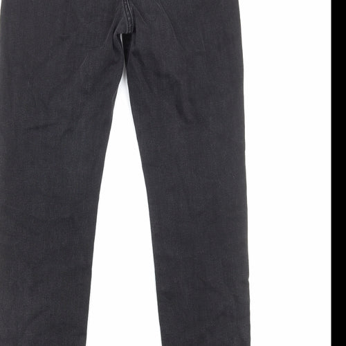 Marks and Spencer Womens Black Cotton Straight Jeans Size 10 Regular Zip