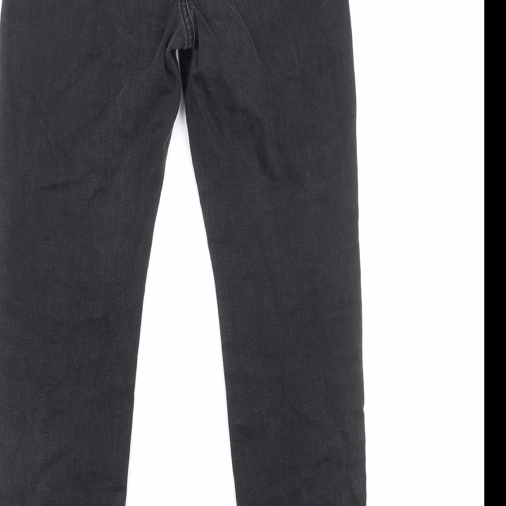 Marks and Spencer Womens Black Cotton Straight Jeans Size 10 Regular Zip