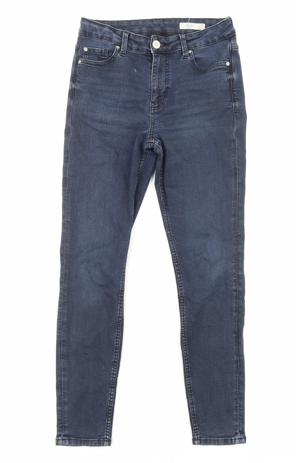 Marks and Spencer Womens Blue Cotton Skinny Jeans Size 10 Regular Zip