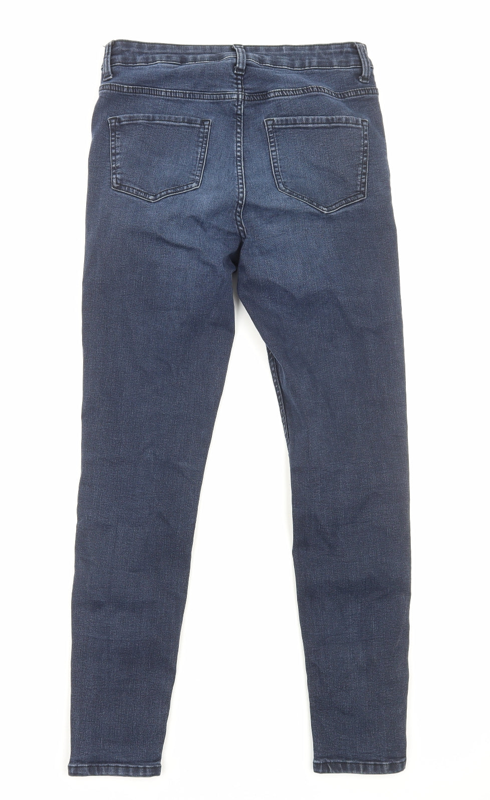 Marks and Spencer Womens Blue Cotton Skinny Jeans Size 10 Regular Zip