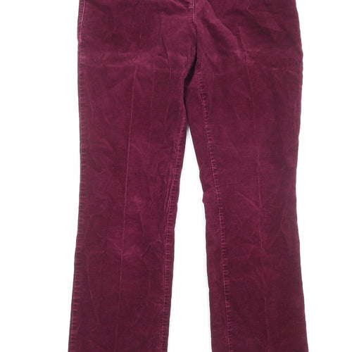 Marks and Spencer Womens Purple Cotton Trousers Size 10 Regular Zip