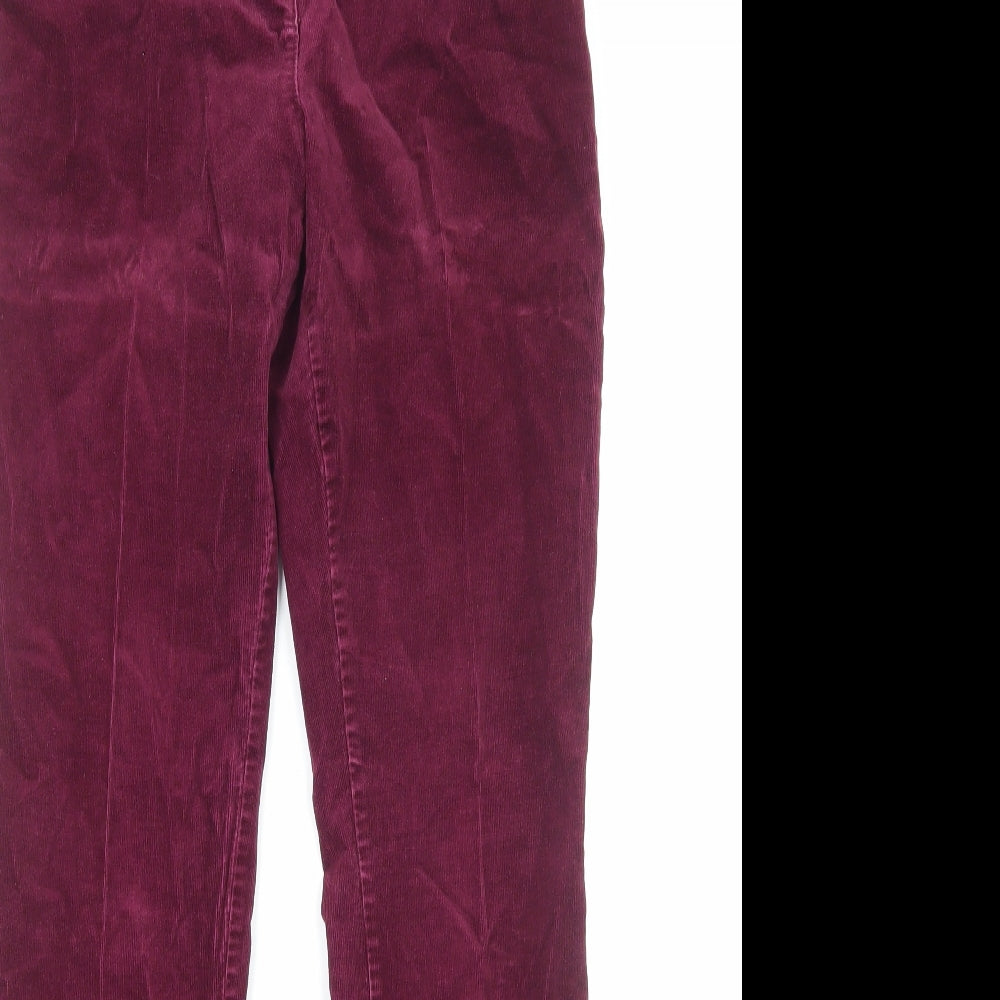 Marks and Spencer Womens Purple Cotton Trousers Size 10 Regular Zip