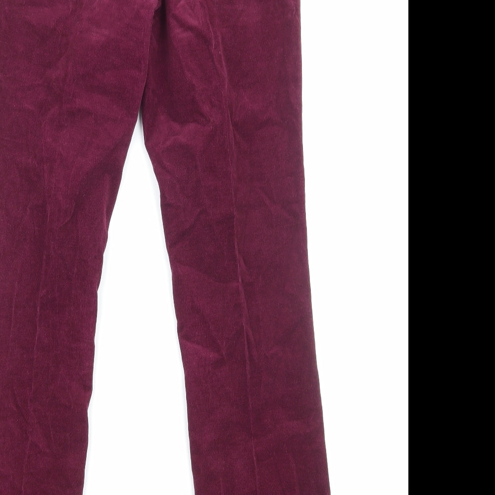 Marks and Spencer Womens Purple Cotton Trousers Size 10 Regular Zip
