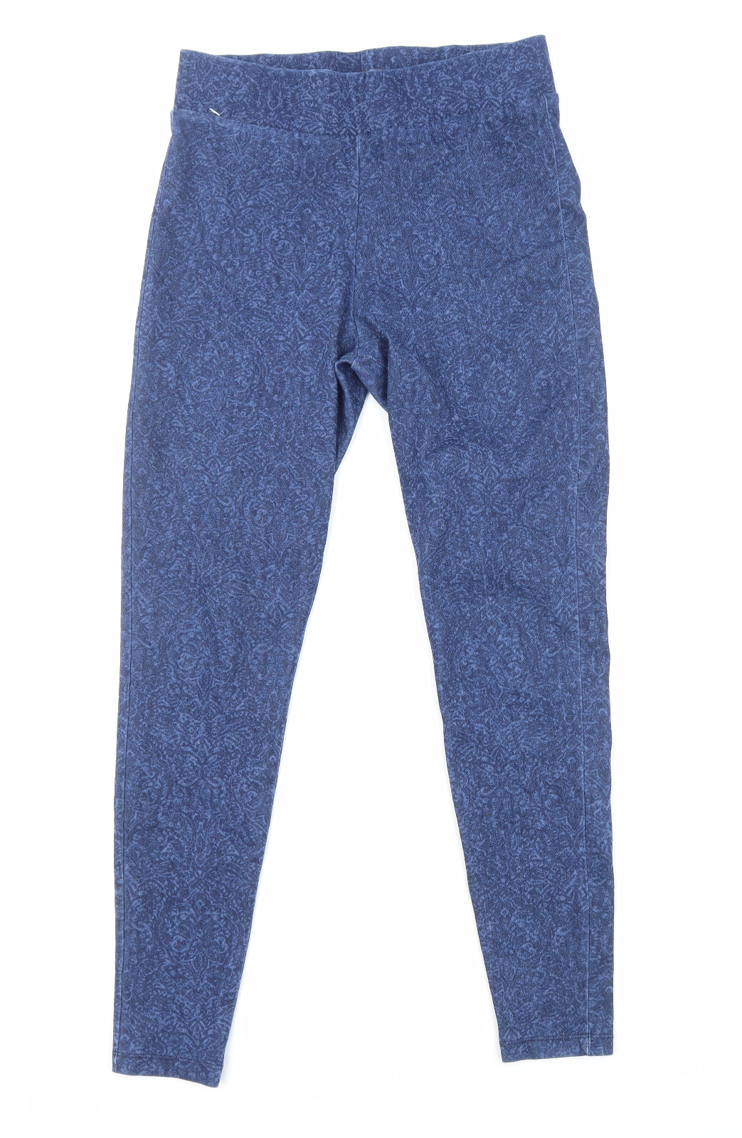 Marks and Spencer Womens Blue Geometric Cotton Jogger Leggings Size 10