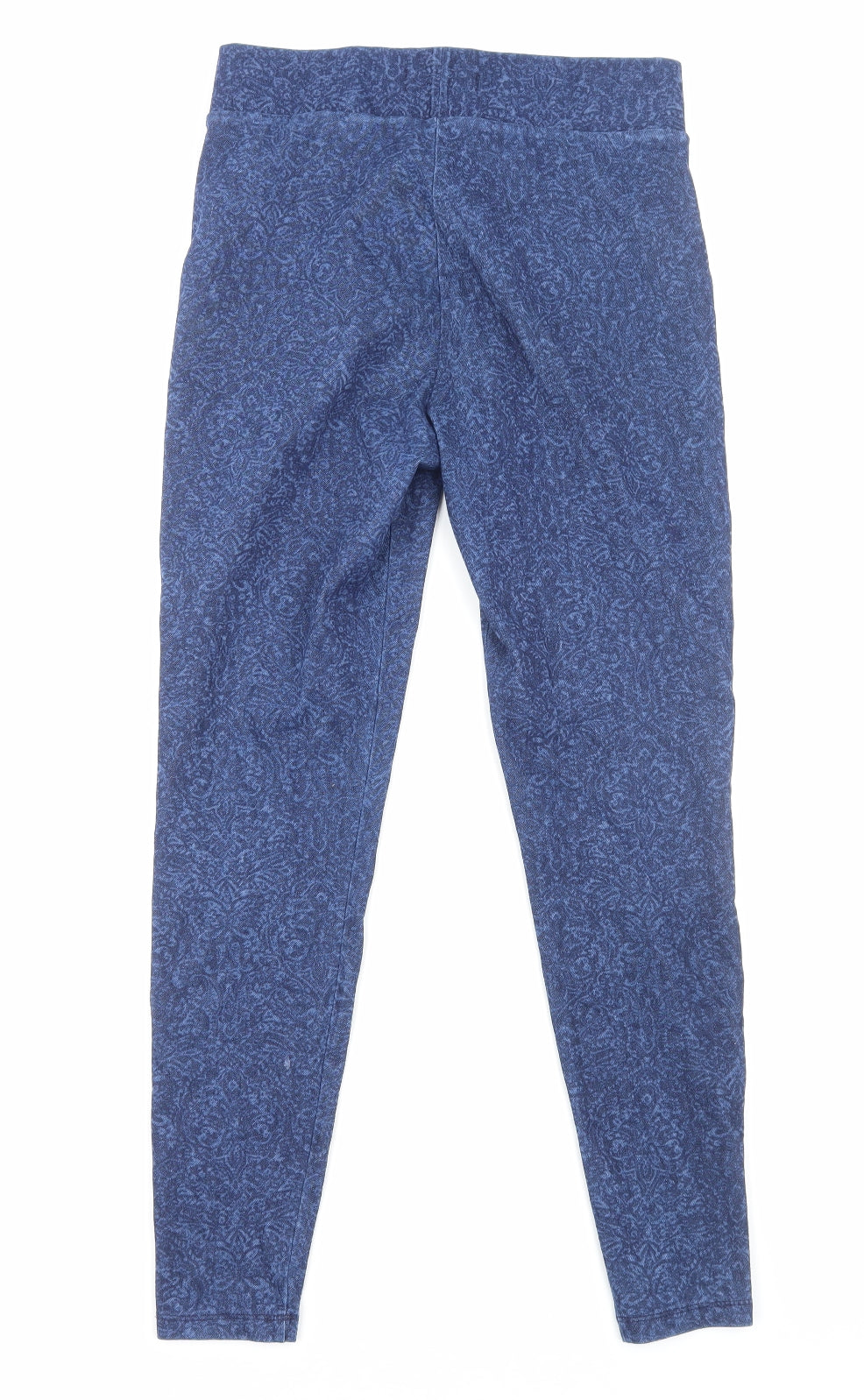 Marks and Spencer Womens Blue Geometric Cotton Jogger Leggings Size 10