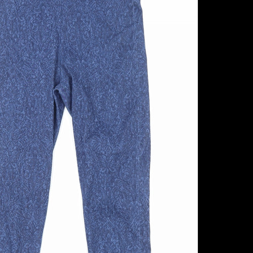 Marks and Spencer Womens Blue Geometric Cotton Jogger Leggings Size 10
