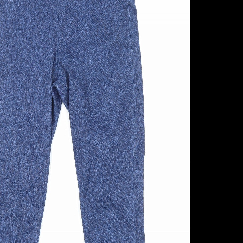 Marks and Spencer Womens Blue Geometric Cotton Jogger Leggings Size 10