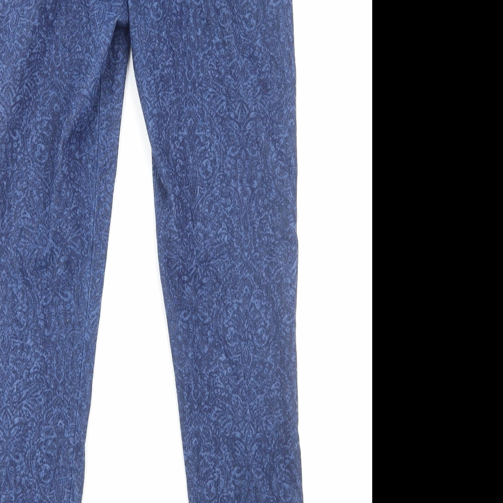 Marks and Spencer Womens Blue Geometric Cotton Jogger Leggings Size 10