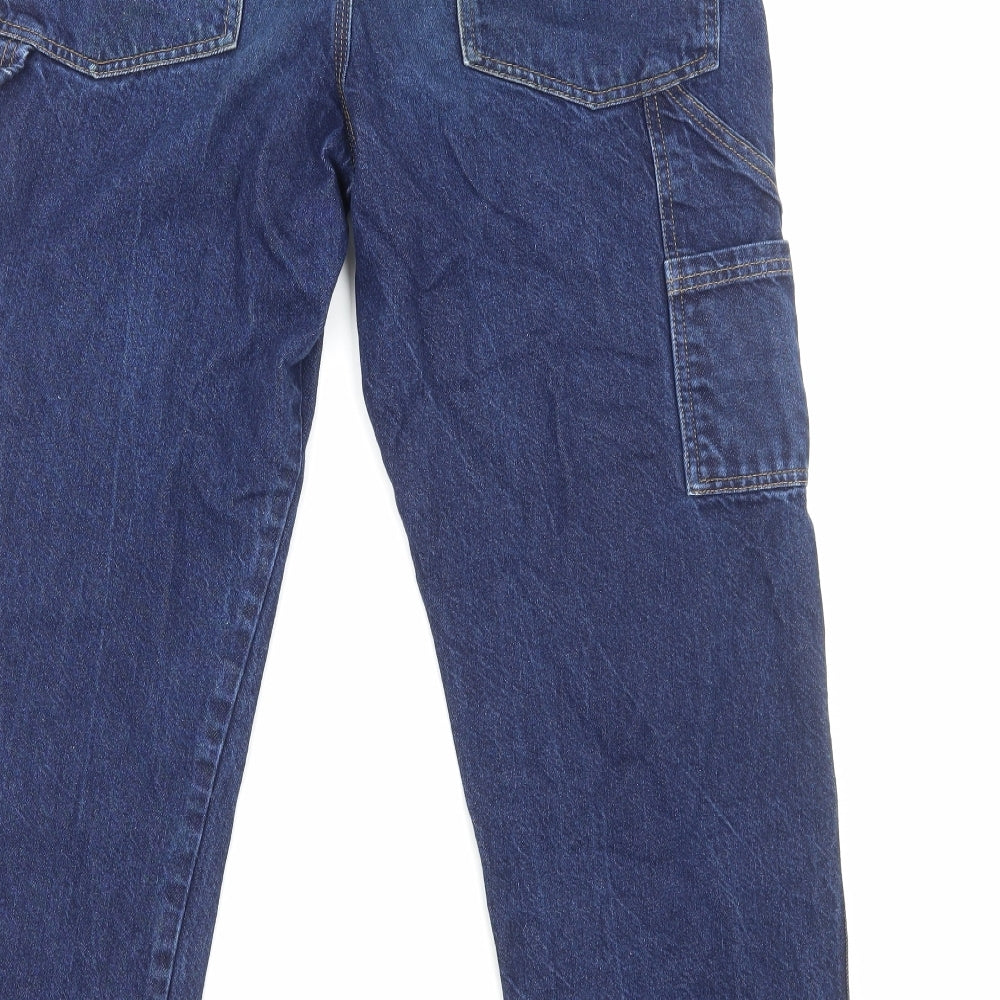 Topshop Mens Blue Cotton Straight Jeans Size M L30 in Regular Button