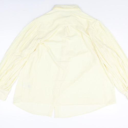 Marks and Spencer Womens Yellow Polyester Basic Button-Up Size 16 Collared