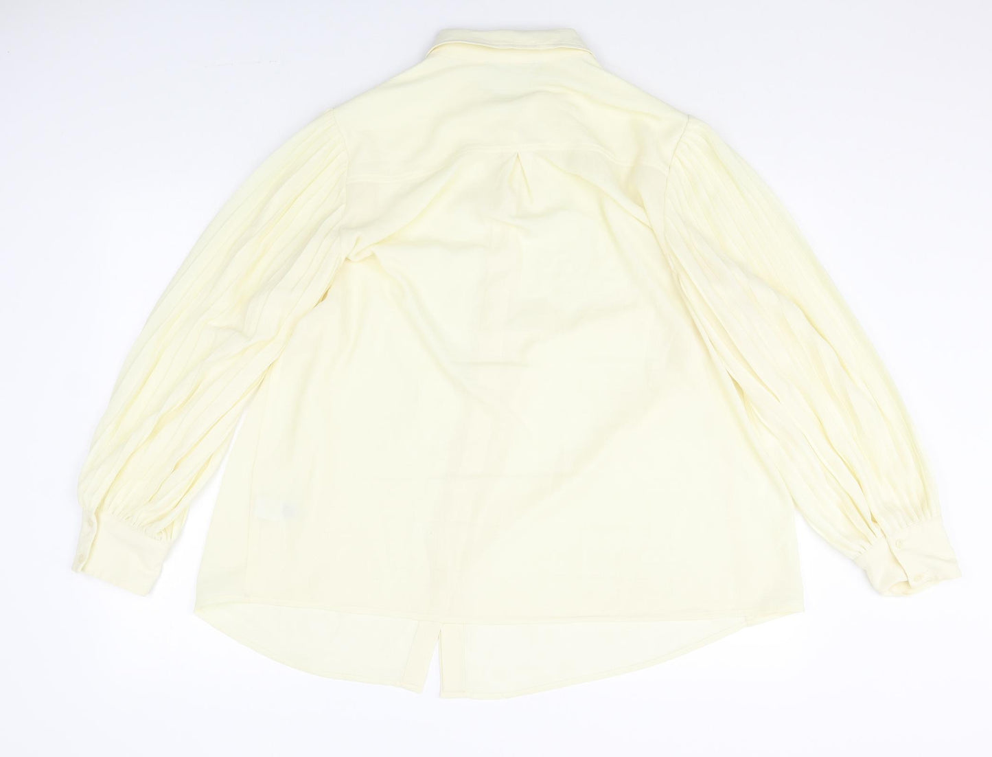 Marks and Spencer Womens Yellow Polyester Basic Button-Up Size 16 Collared