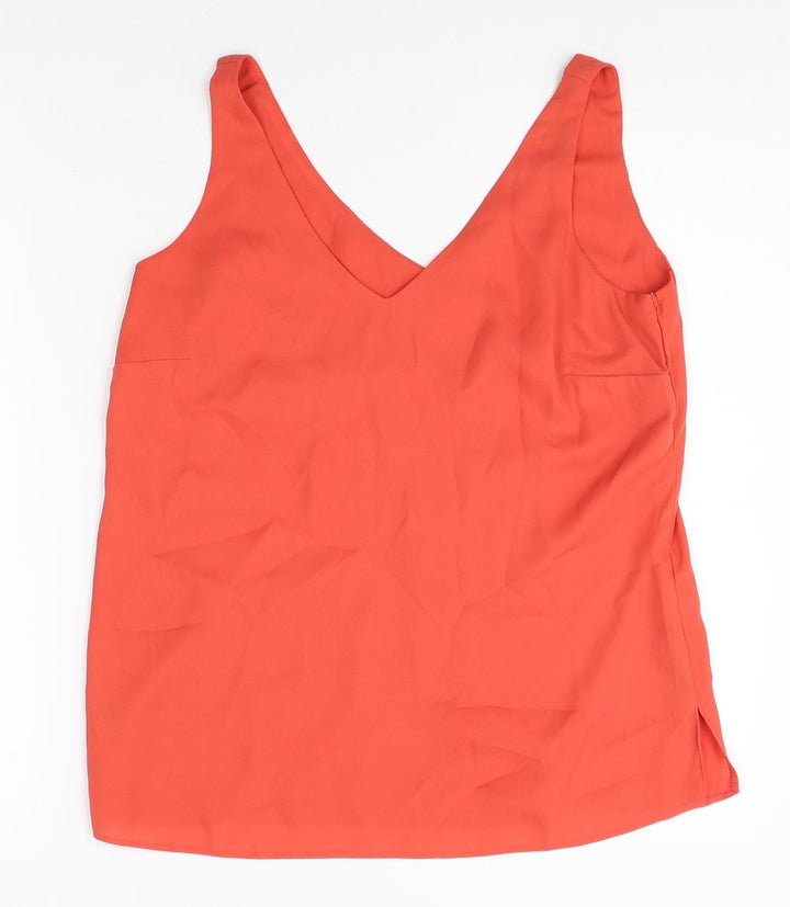 Wallis Womens Red Polyester Basic Tank Size 8 V-Neck