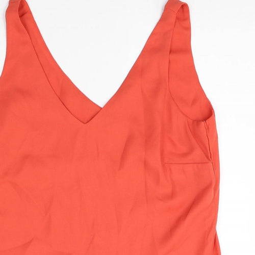 Wallis Womens Red Polyester Basic Tank Size 8 V-Neck