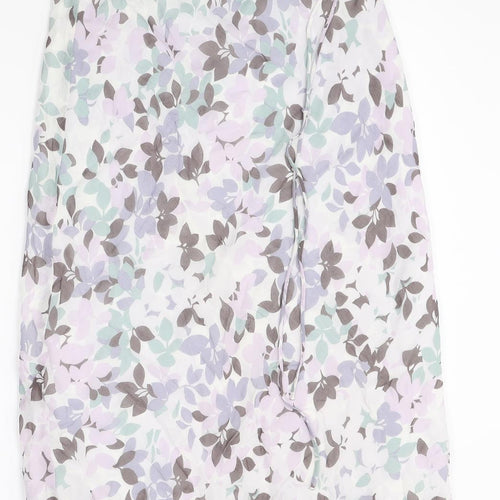 Marks and Spencer Womens Purple Floral Polyester Straight & Pencil Skirt Size 26 in
