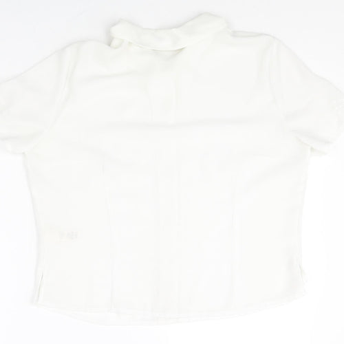 BHS Womens White Polyester Basic Button-Up Size 12 V-Neck