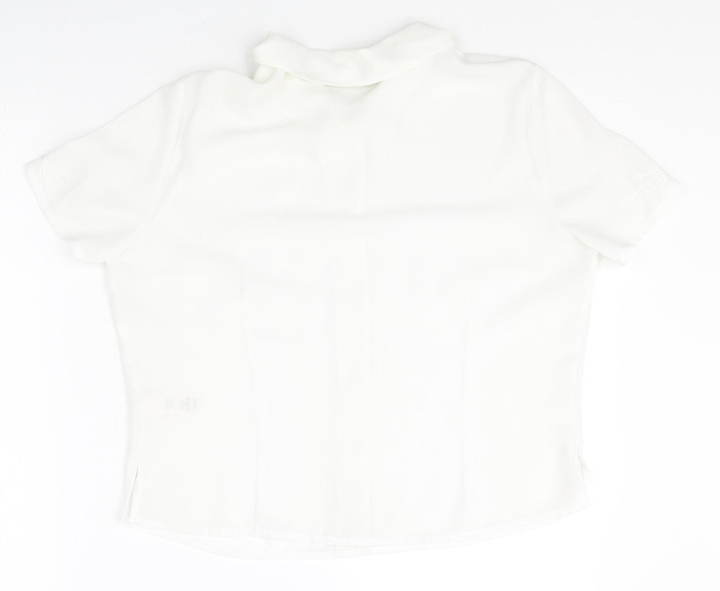 BHS Womens White Polyester Basic Button-Up Size 12 V-Neck