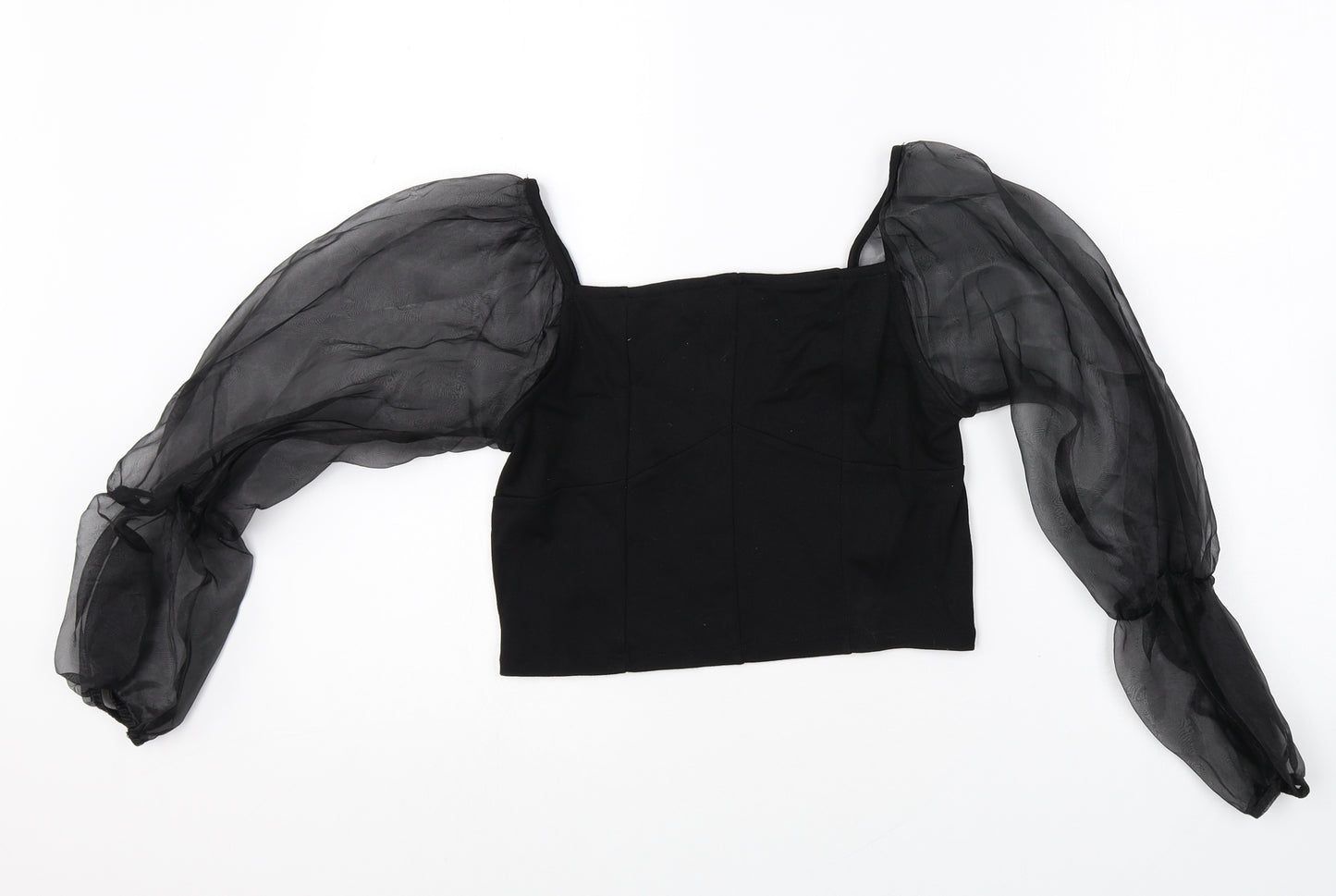 Primark Womens Black Viscose Cropped Tank Size M Square Neck