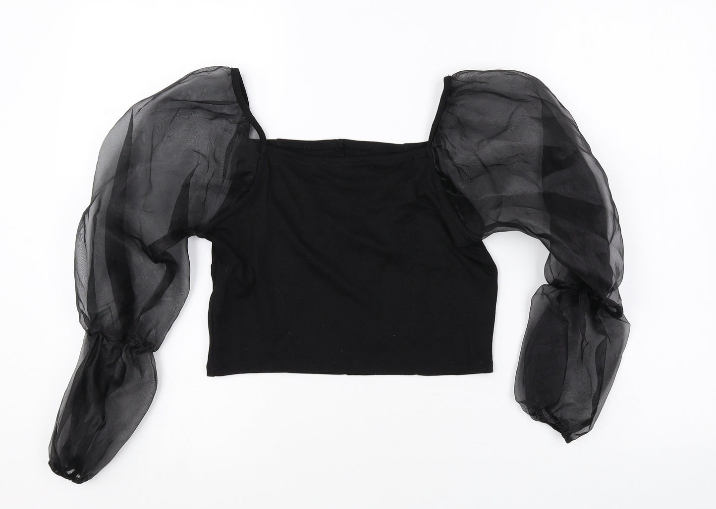 Primark Womens Black Viscose Cropped Tank Size M Square Neck