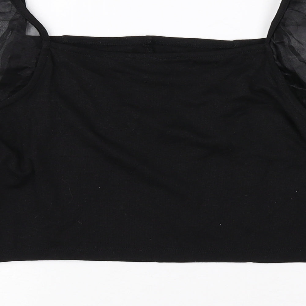 Primark Womens Black Viscose Cropped Tank Size M Square Neck