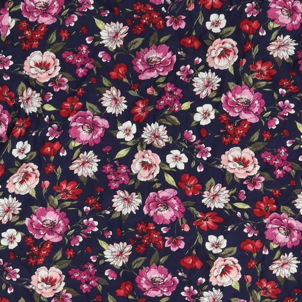 F&F Womens Multicoloured Floral Polyester Basic Blouse Size 14 Round Neck