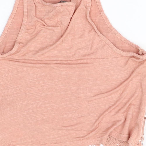 New Look Womens Pink Viscose Camisole Tank Size 6 Round Neck - Lace Front
