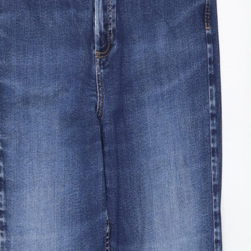 Marks and Spencer Womens Blue Cotton Straight Jeans Size 14 L29 in Regular Button