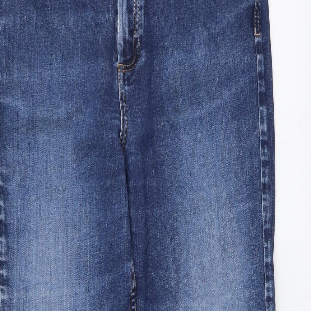 Marks and Spencer Womens Blue Cotton Straight Jeans Size 14 L29 in Regular Button