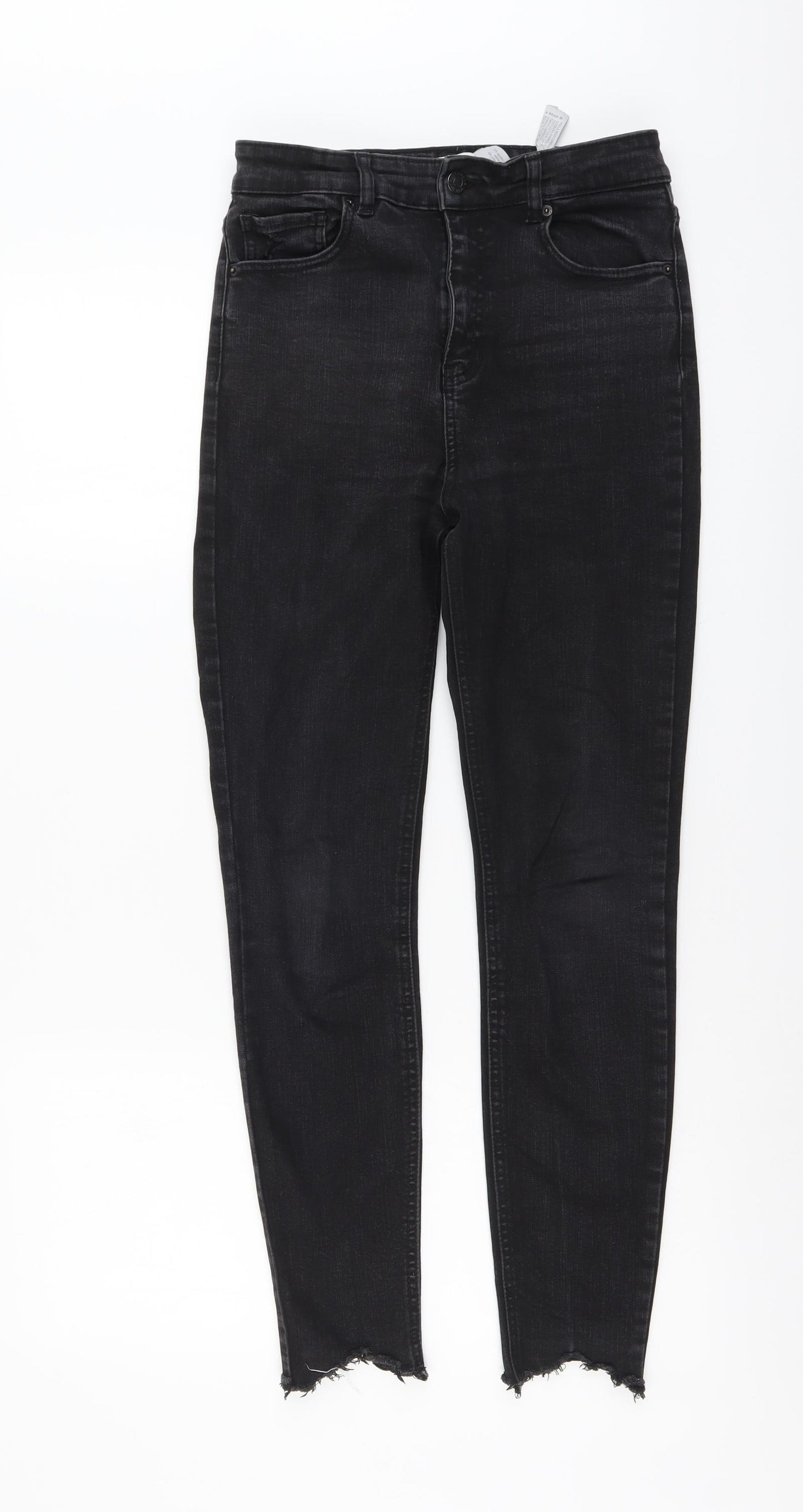 Pull&Bear Womens Black Cotton Skinny Jeans Size S L27 in Regular Button
