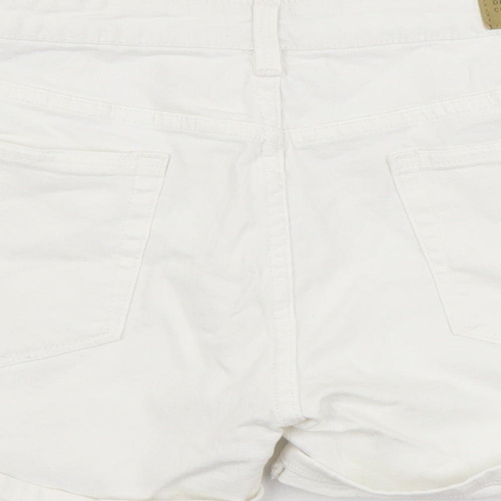 Pull&Bear Womens White Cotton Hot Pants Shorts Size 14 L4 in Regular Button