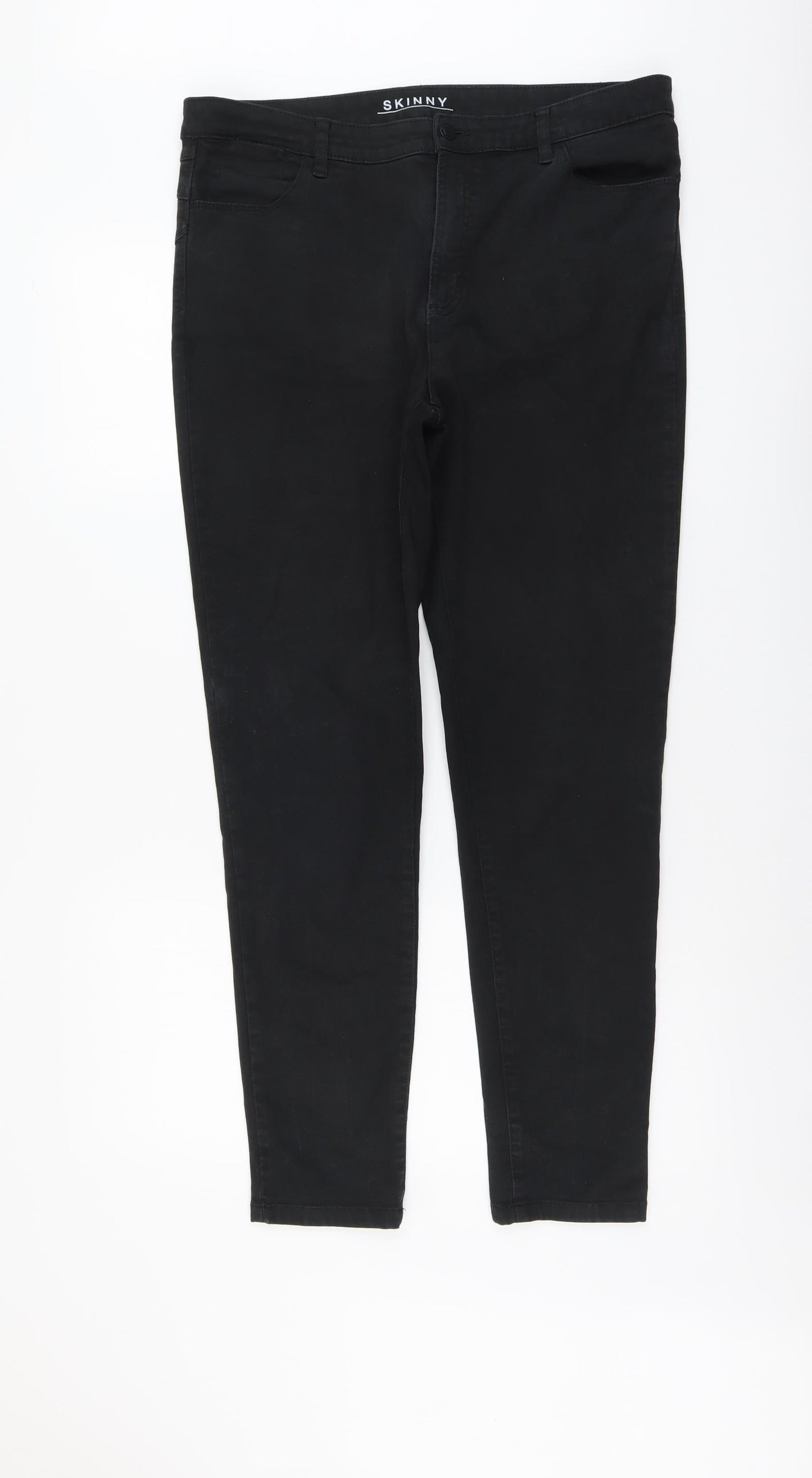 Marks and Spencer Womens Black Cotton Skinny Jeans Size 16 L29 in Regular Button
