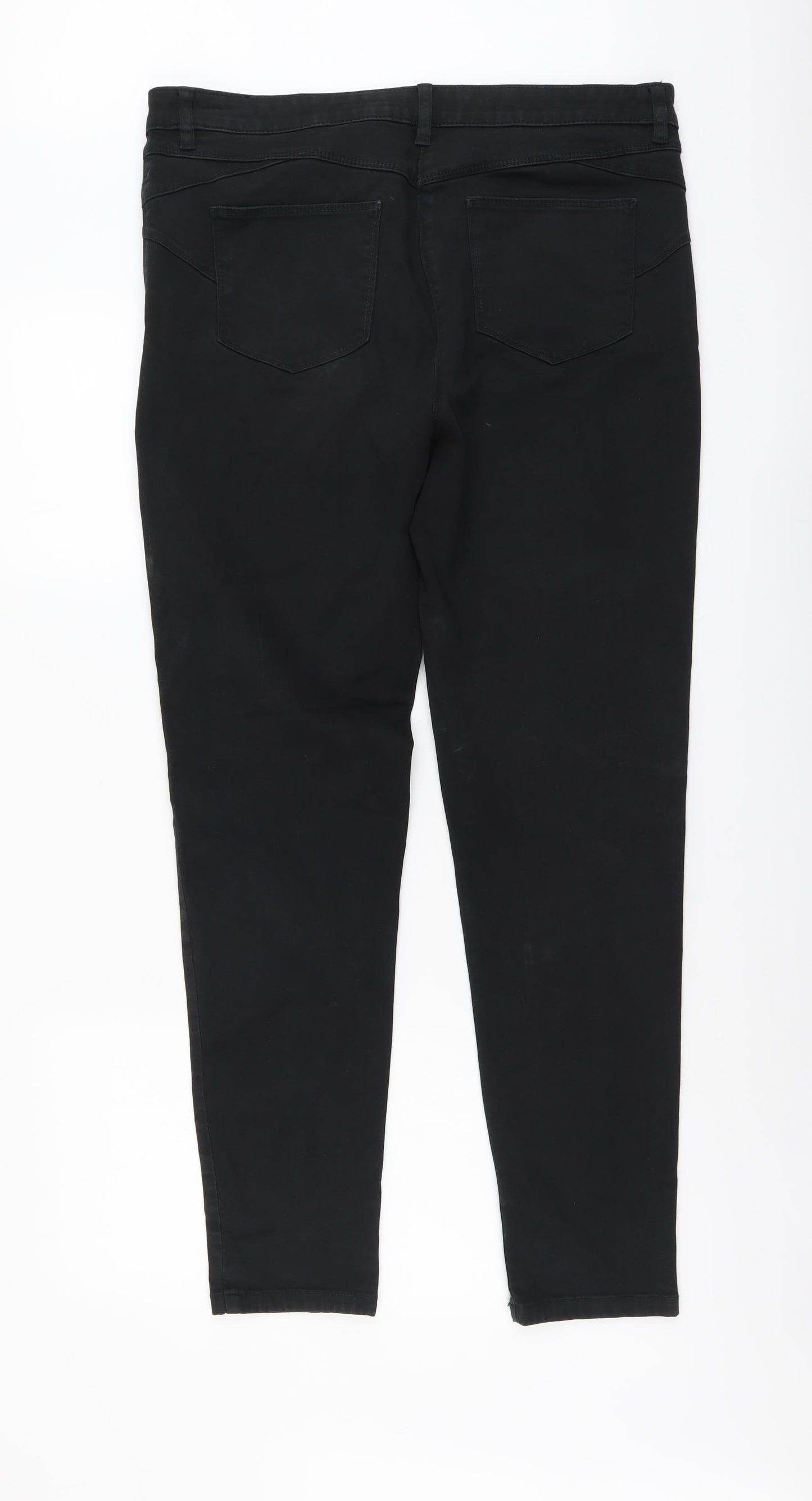 Marks and Spencer Womens Black Cotton Skinny Jeans Size 16 L29 in Regular Button