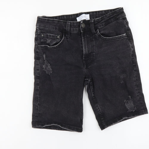 Bershka Womens Black Cotton Skimmer Shorts Size XS L8 in Regular Button - Distressed