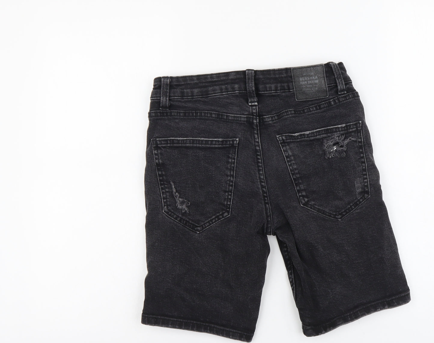 Bershka Womens Black Cotton Skimmer Shorts Size XS L8 in Regular Button - Distressed