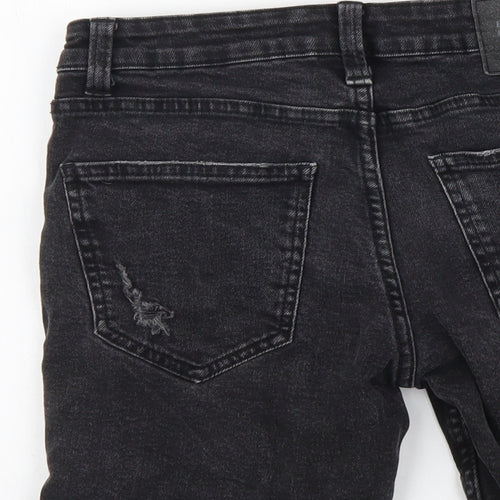 Bershka Womens Black Cotton Skimmer Shorts Size XS L8 in Regular Button - Distressed